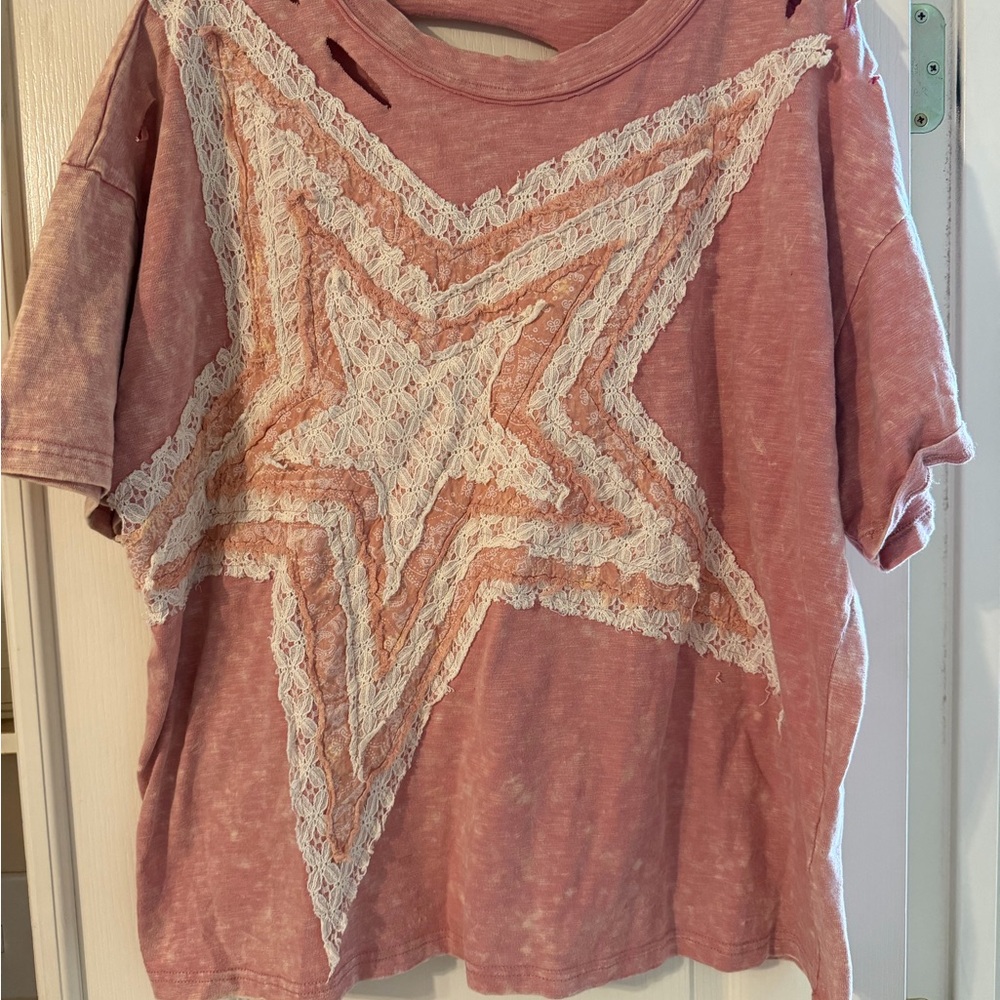 Oli & Hali Pink Star Lace T-Shirt